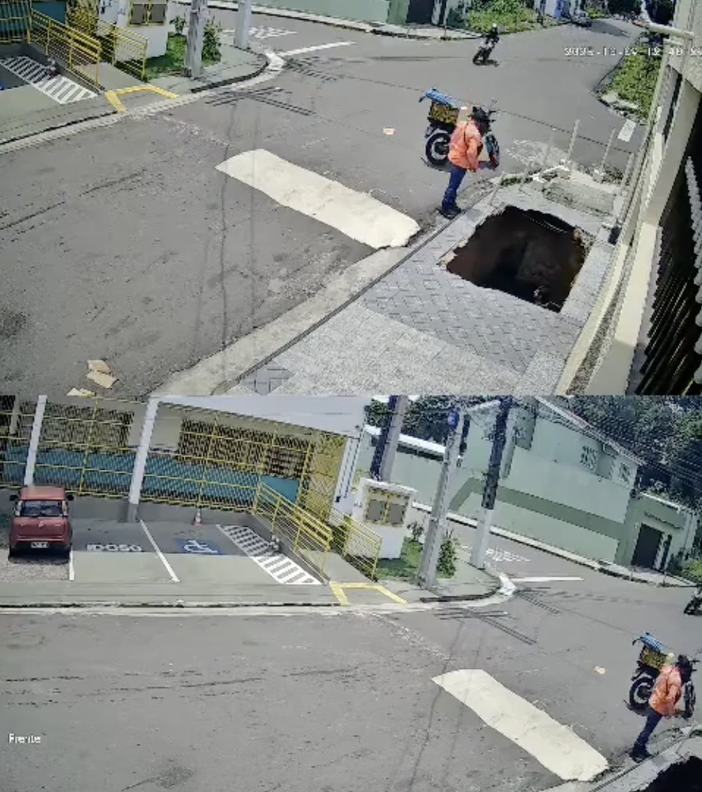 Video viral: enorme socavón se abre en segundos y “se traga” a un estudiante en plena calle de Brasil