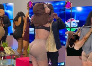 Karina Pérez: Modelo se quitó la blusa en programa en vivo de tv