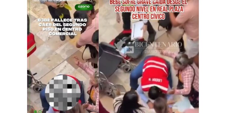 Muere bebé al caer del segundo piso en un centro comercial