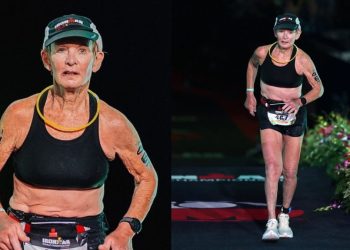 Mujer de 80 años rompe récord al concluir un triatlón en Hawaii