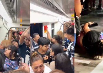 Mujer es bajada a empujones del vagón rosa del Metro de Monterrey por reclamar invasión de aficionados de Rayados
