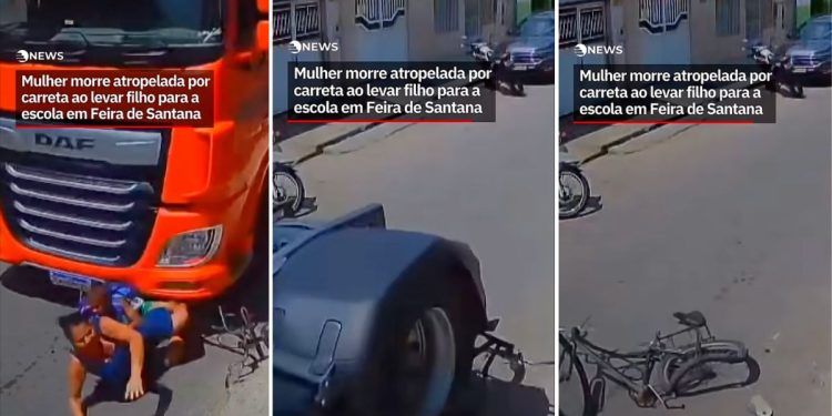 Una mujer murió atropellada por un tráiler en Brasil mientras llevaba a su hijo a la escuela. El menor sobrevivió milagrosamente