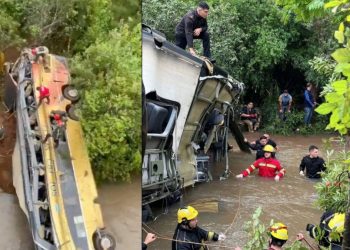 Tragedia en Misiones: autobús de dos pisos cae al vacío desde un puente y deja varios muertos
