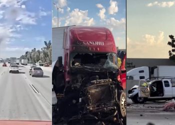 Video viral: trailero provoca carambola en California y él mismo graba el accidente