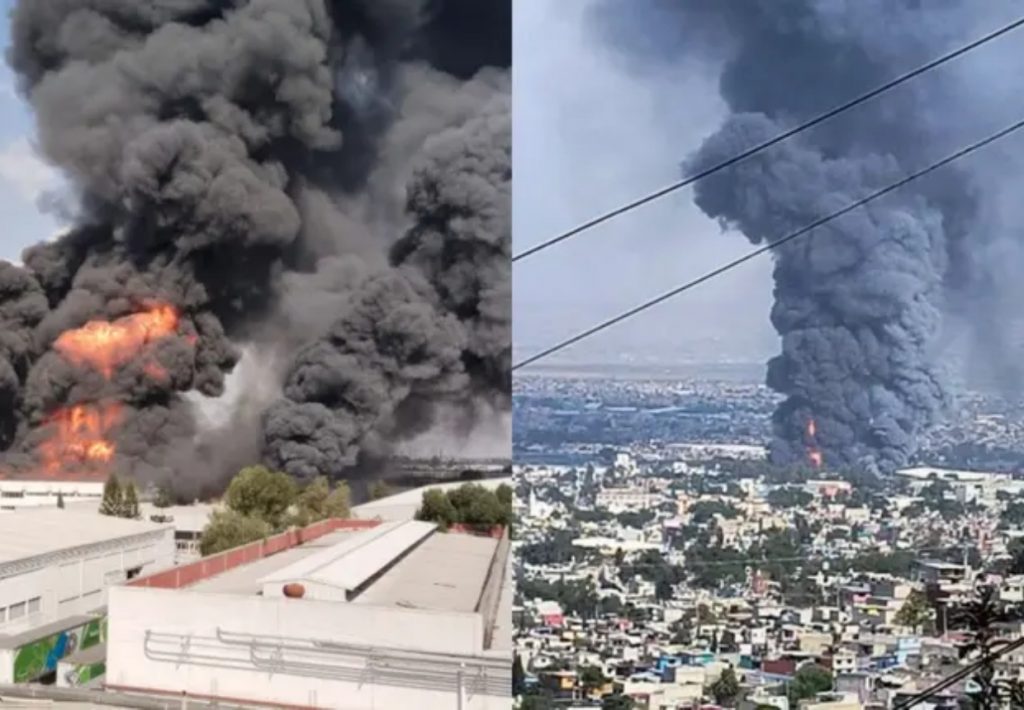 Incendio en fábrica de colchones en Ecatepec obliga a desalojar a 500 personas y suspende servicio del Mexicable