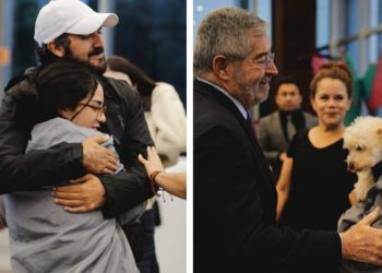 vFamilias abrazan a mexicanos repatriados de Israel tras su llegada al AICM.
