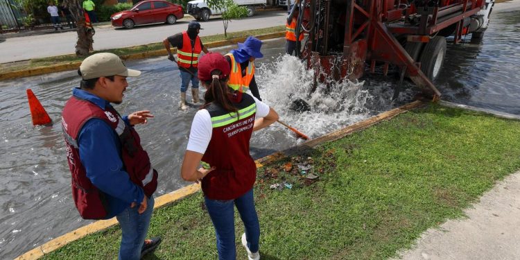 Ana Paty Peralta, constató la labor de desazolve en la Avenida Del Bosque en Cancún