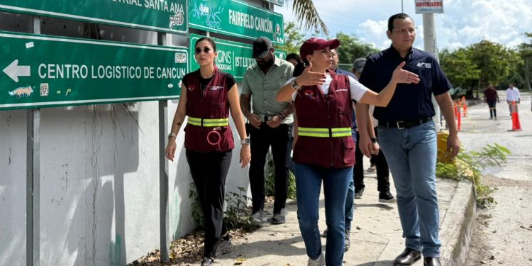 Ana Paty Peralta supervisa la obra “Caminos Seguros” en la UT de Cancún