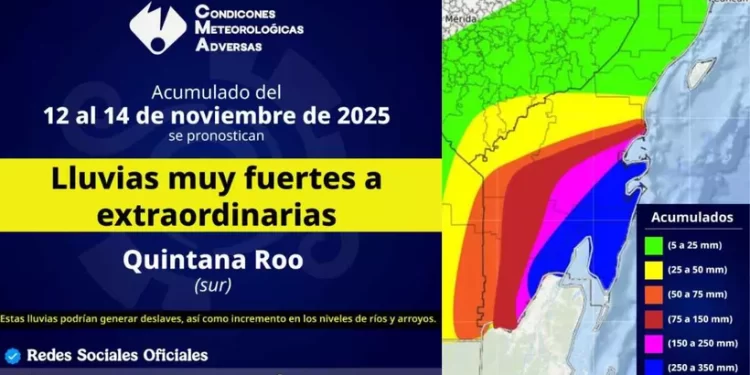 Operativo Tormenta entra en acción por frente lluvioso en Quintana Roo