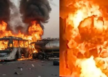 Autobús de peregrinos se estrella contra una pipa de gasolina: Hay 45 muertos