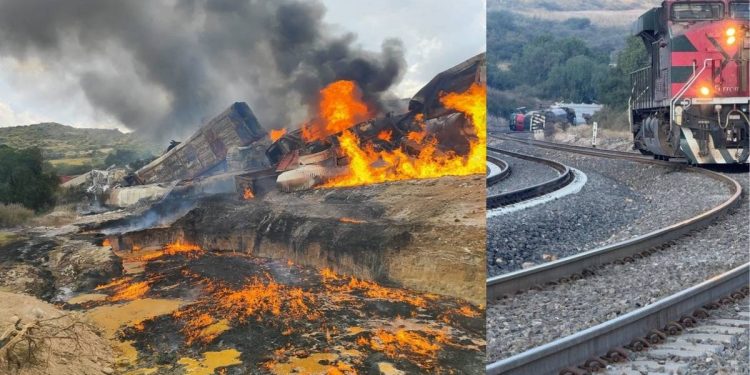 Descarrilamiento de tren en Hidalgo provoca explosion y deja lesionados