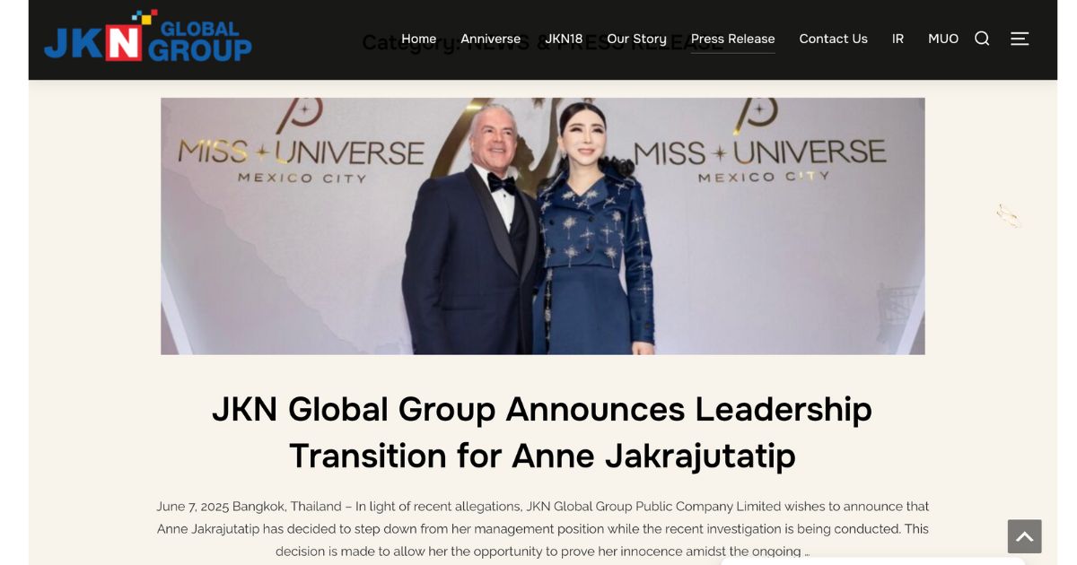 Giran orden de arresto contra Anne Jakkaphong, copropietaria de Miss Universo