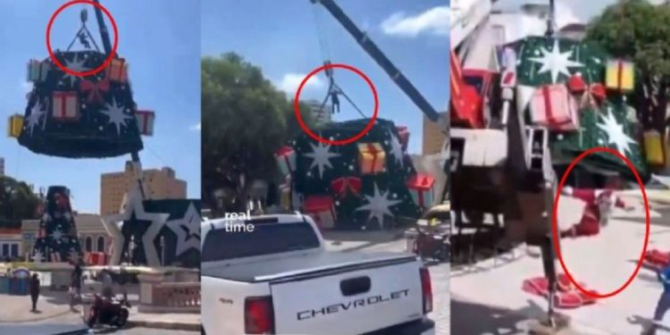 Hombre muere aplastado al instalar árbol de Navidad gigante en Brasil