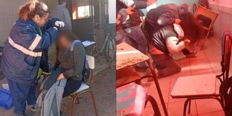 Mamá irrumpe en secundaria y golpea brutalmente a alumna con una cadena en Junín, Argentina