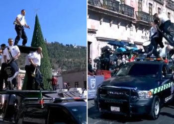 Policías caen durante desfile de la Revolución Mexicana en Zacatecas