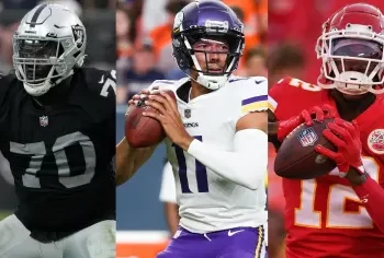 Jugadores de los Baltimore Ravens y Detroit Lions celebran tras los intercambios realizados en la fecha límite de canjes de la NFL 2025.