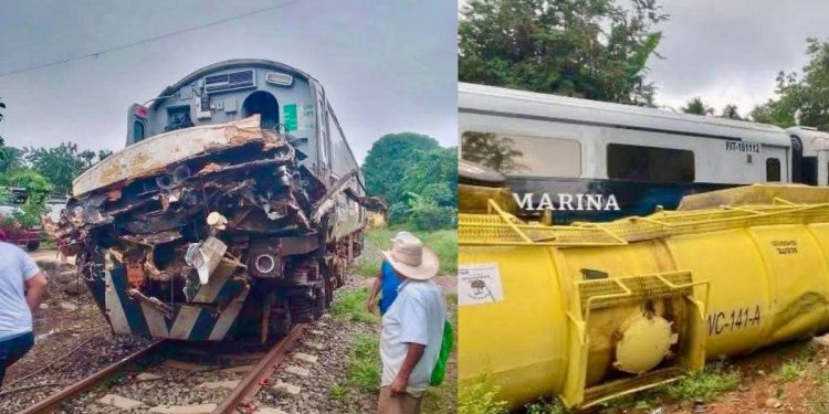 Accidente del Tren Interoceanico en Chiapas trailer se impacta y deja daños materiales