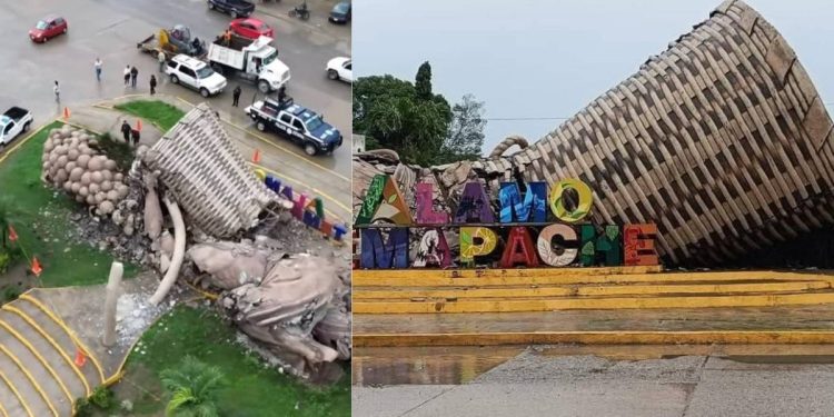 Colapsa El Colotero en alamo Veracruz lluvias destruyen el monumento simbolo de la capital de la naranja