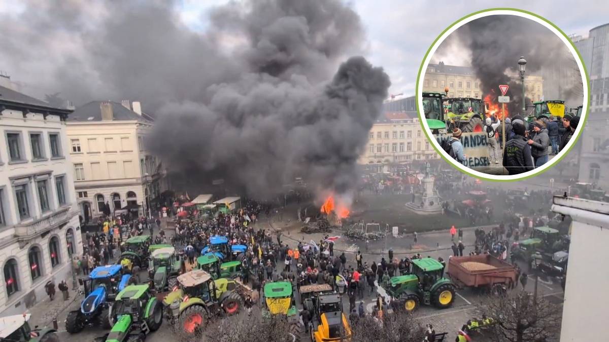 Enfrentamientos y caos vial en el corazon de la UE por las protestas de agricultores en Bruselas