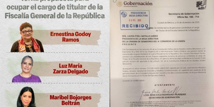 Sheinbaum envia al Senado la terna para la FGR tres mujeres buscan encabezar la Fiscalia