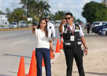Ana Paty Peralta, supervisó el inicio de los operativos aleatorios de reducción de velocidad