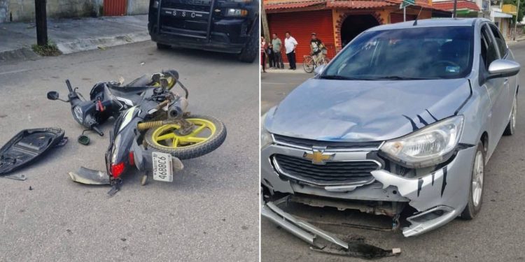 Grave accidente vial en Chetumal deja a motociclista lesionado