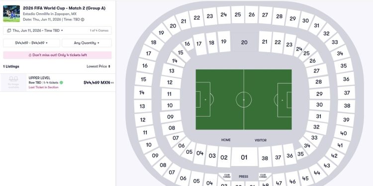 Precios de reventa categoría 3 del partido inaugural del Mundial 2026