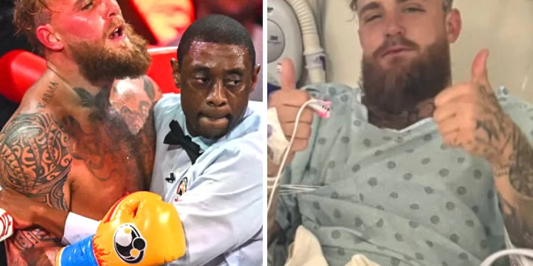 Jake Paul tras sufrir lesiones en su pelea contra Joshua.