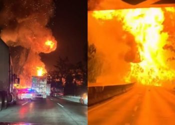 Graban momento exacto de la explosión de pipa de gas en la México-Querétaro