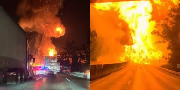 Graban momento exacto de la explosión de pipa de gas en la México-Querétaro