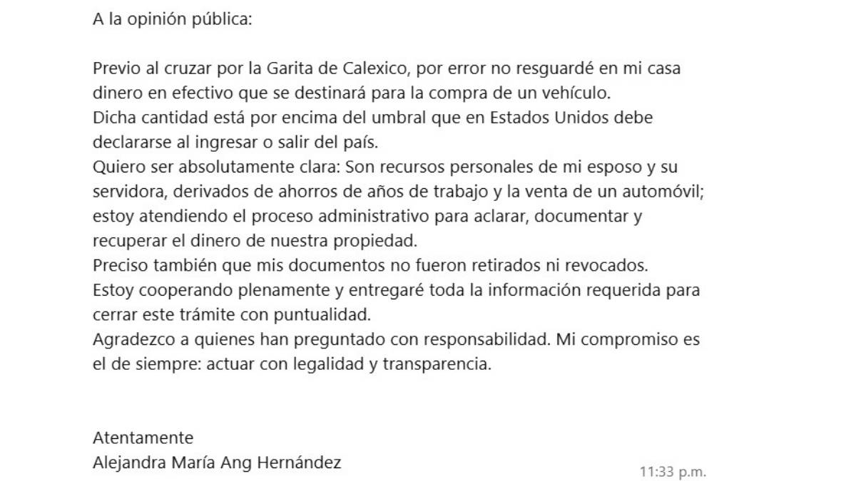Diputada niega irregularidades y aclara el origen del dinero