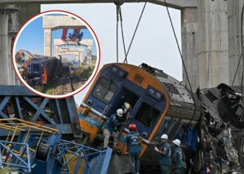 Grua cae sobre tren en Bangkok y deja al menos 32 muertos