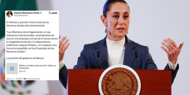 Sheinbaum condena ataque de Estados Unidos a Venezuela y llama a respetar el derecho internacional