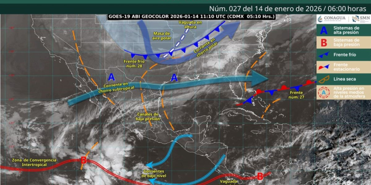 Pronóstico del clima Quintana Roo 14 enero 2026