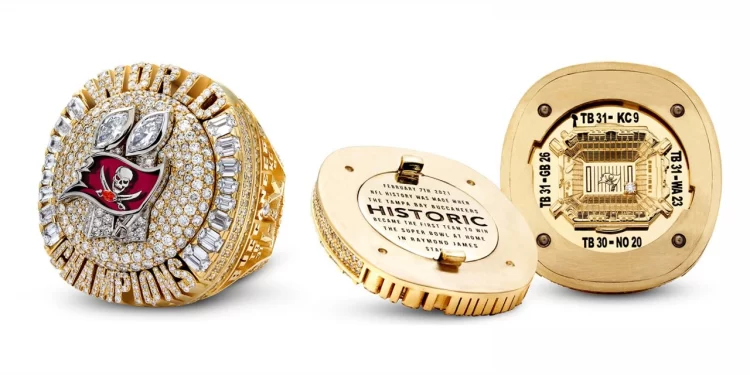 Anillos de subcampeón del Super Bowl exhibidos por jugadores de la NFL