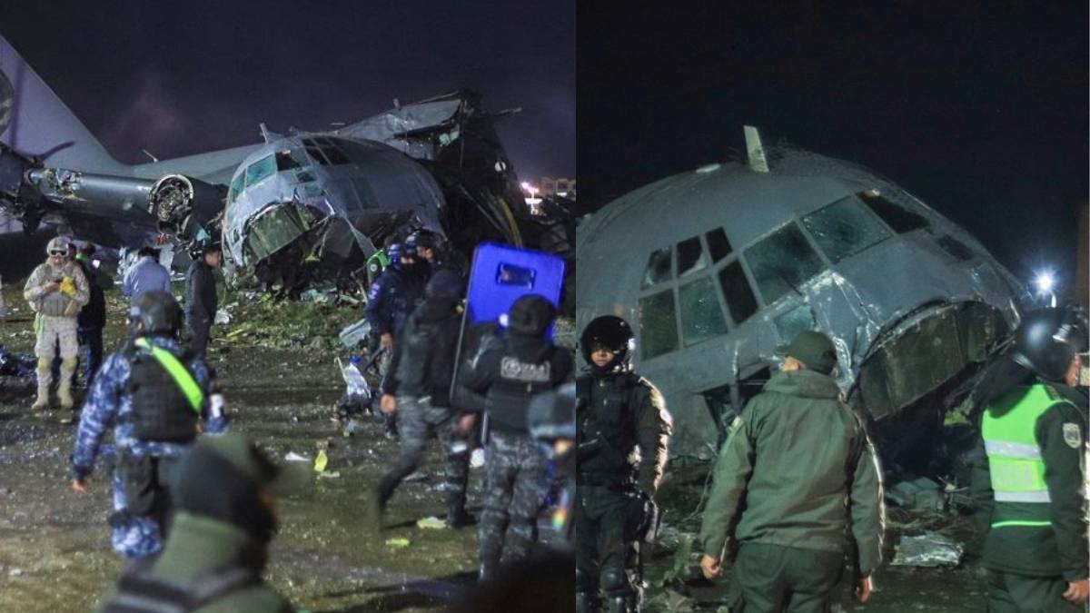 Avion militar se desploma en Bolivia y deja billetes esparcidos 