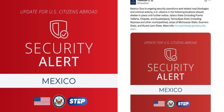 EE.UU. emite alerta de seguridad para 5 estados de México tras abatimiento de "El Mencho"
