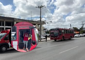 Muere chofer de Autocar tras sufrir paro cardiaco en la Lopez Portillo en Cancun