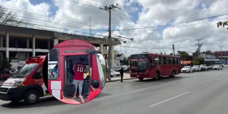 Muere chofer de Autocar tras sufrir paro cardiaco en la Lopez Portillo en Cancun