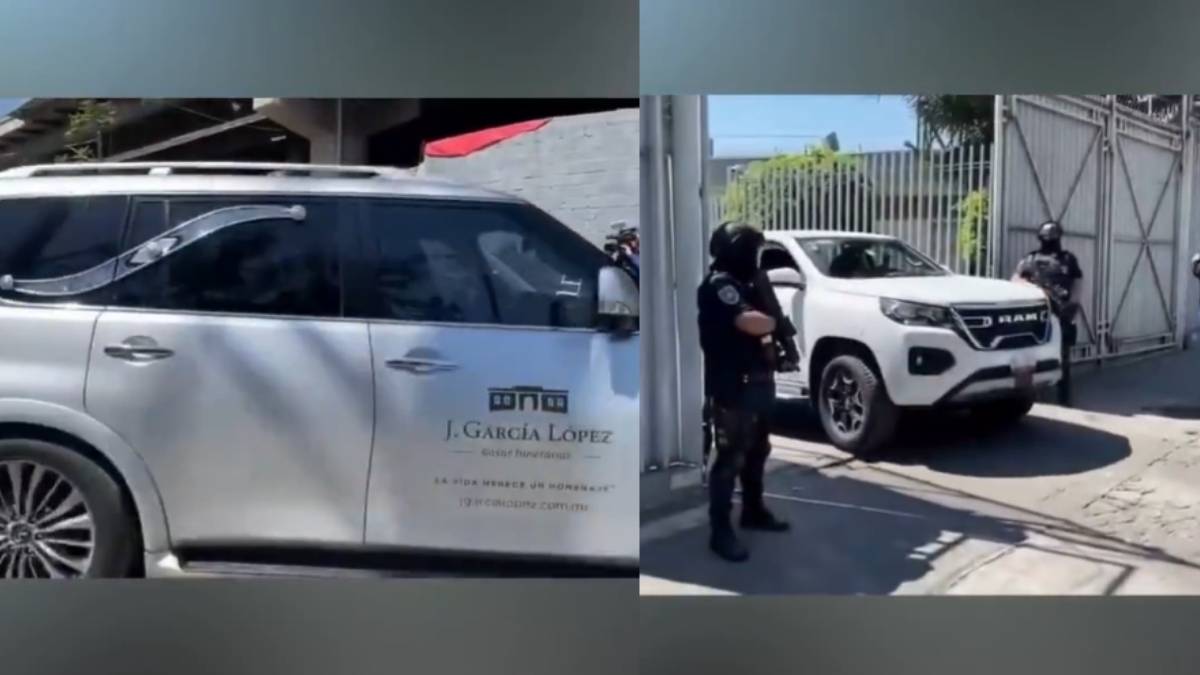 Carroza con el cuerpo de "El Mencho"