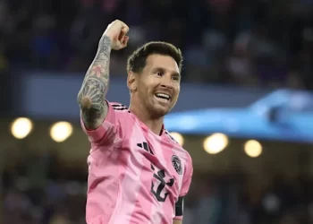 Messi celebra gol en el Clásico del Sol ante Orlando City