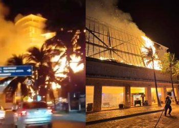 Incendio consume palapa de Grupo Xcaret en la Zona Hotelera de Cancún