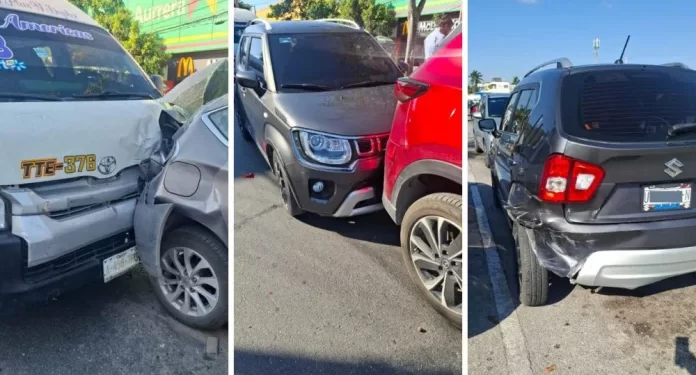 Se registra fuerte carambola sobre la avenida Kabah en Cancún