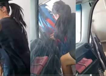 Mujer se graba bailando en un autolavado y termina sin la puerta de su auto