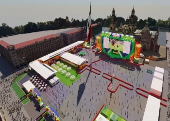 Fan Fest del Mundial 2026 en el Zócalo de la Ciudad de México con pantalla gigante