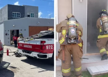 Se incendia casa en Cancún; acuden Bomberos de emergencia