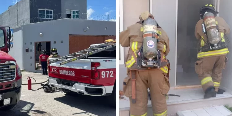 Se incendia casa en Cancún; acuden Bomberos de emergencia