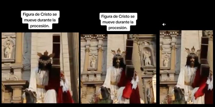 Captan a Cristo moviéndose en plena procesión durante Semana Santa