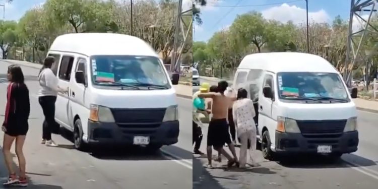 Mujer finge hacer la parada a una combi para MOJAR a los pasajeros en Sábado de Gloria
