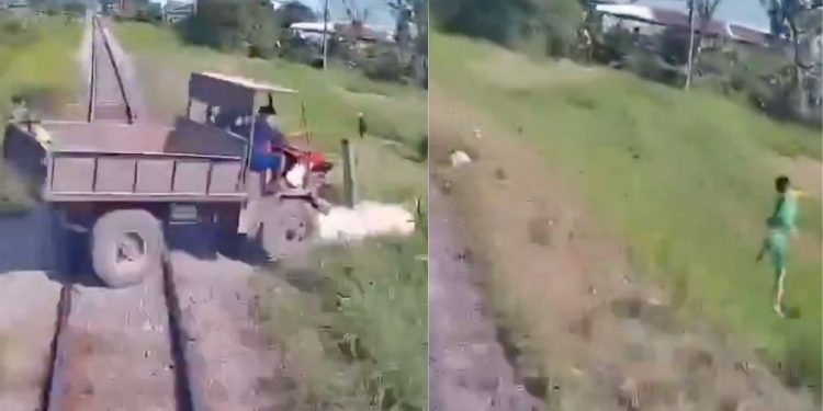 VIDEO: Muere niño por imprudencia de su abuelito en las vías del tren en Vietnam